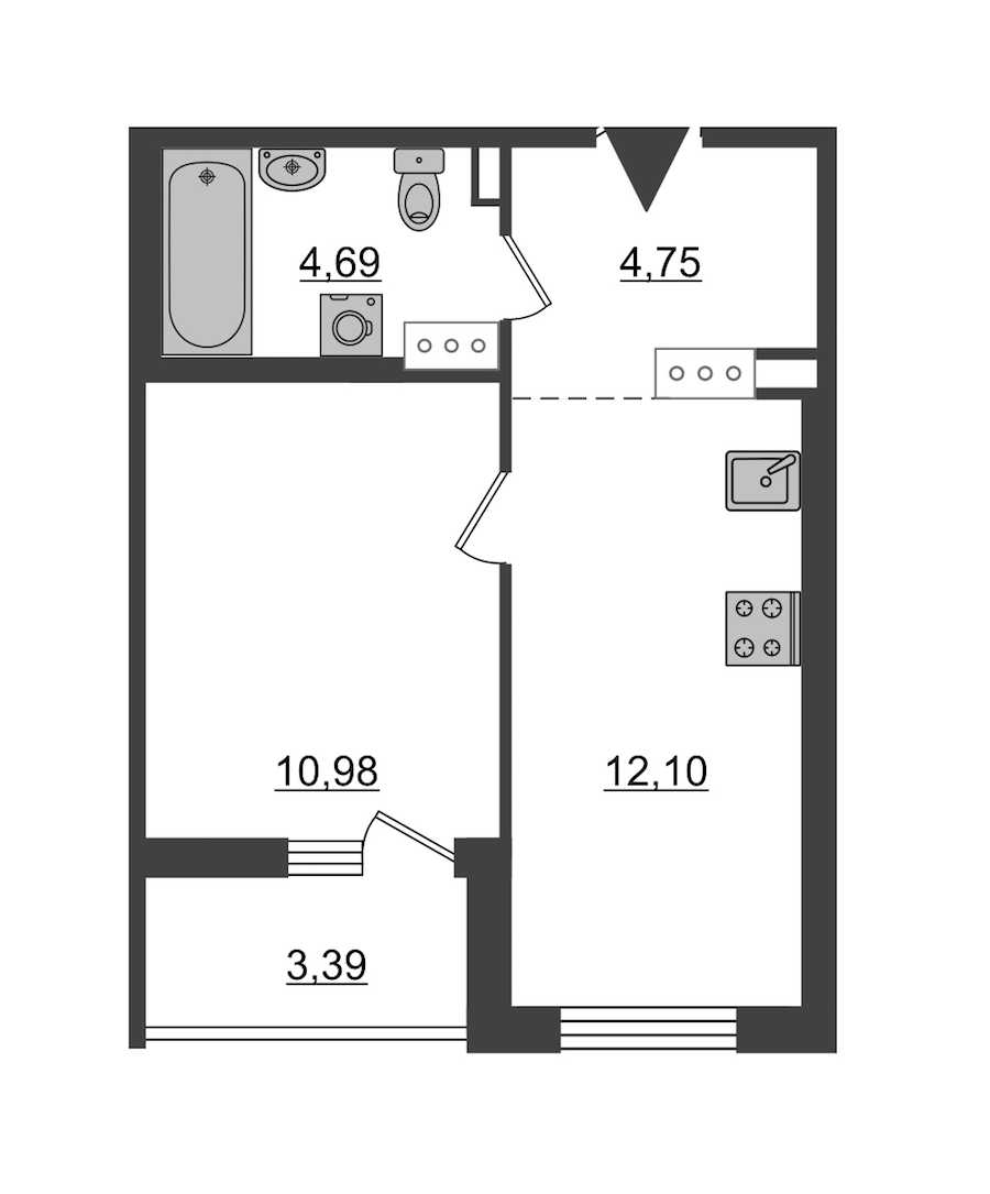 Однокомнатная квартира в : площадь 32.52 м2 , этаж: 9 – купить в Санкт-Петербурге